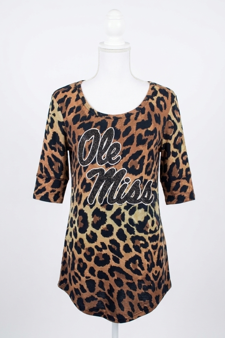 NEW GAMEDAY COUTURE ole miss logo tunic in leopard